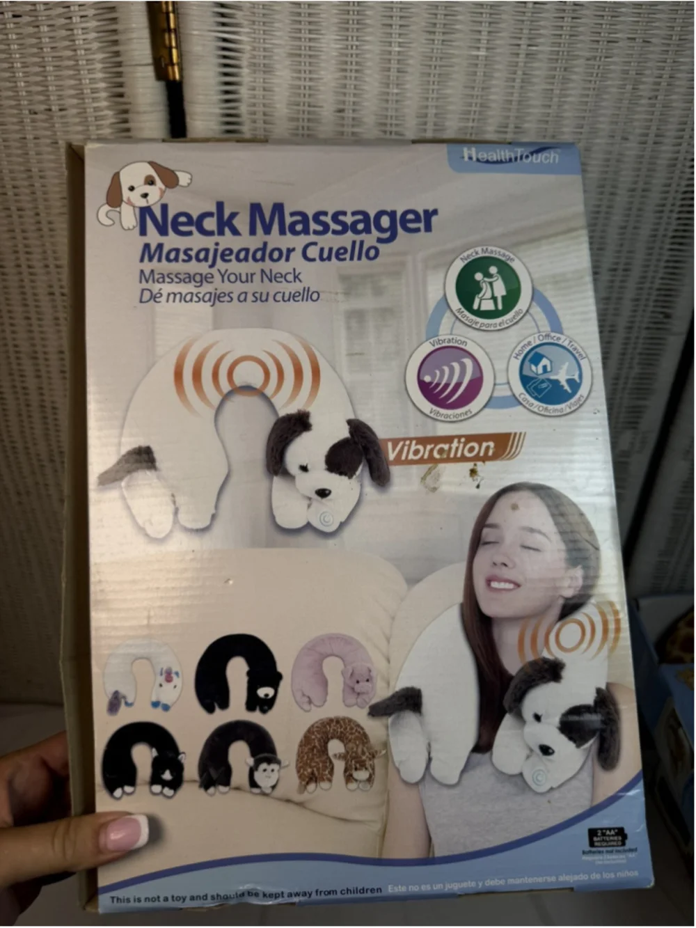 HealthTouch Plush Puppy Dog Vibrating Neck Massager Battery Powered H-4525-0D